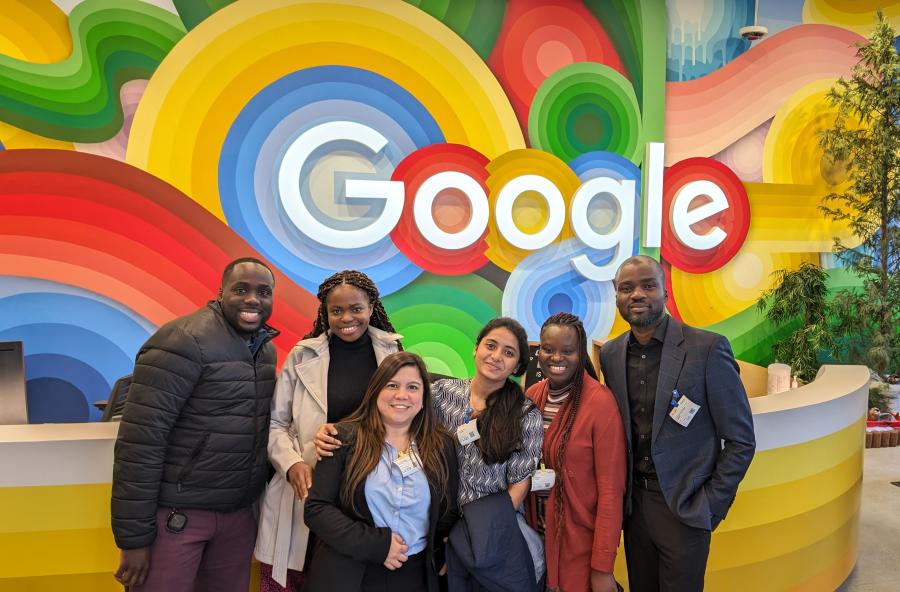 MBA Societal Shifts participants pose in front of Google