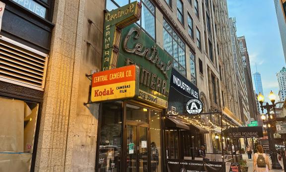 An old Kodak sign outside Central Camera in Chicago.