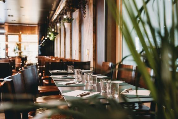 tables in a restaurant