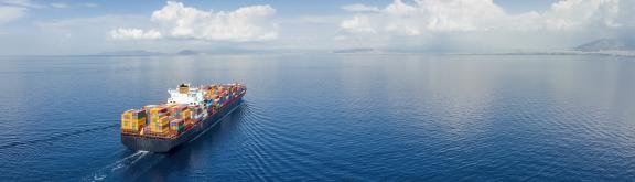 container ship on the sea