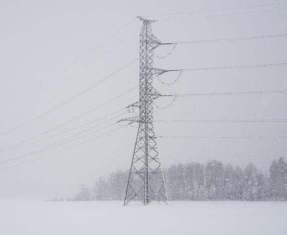 power lines in the snow