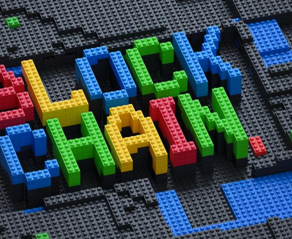 block chain spelled out with building blocks
