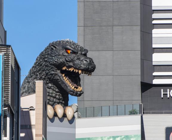 Godzilla at Shinjuku District in Tokyo, Japan
