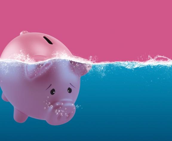 A piggy bank does underwater.