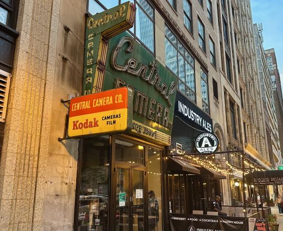 An old Kodak sign outside Central Camera in Chicago.