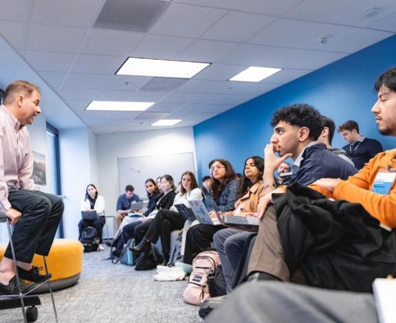 Paul Martino ‘95, Co-Founder and General Partner, Bullpen Capital, talks with students