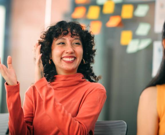 excited employee celebrating