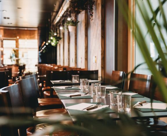 tables in a restaurant