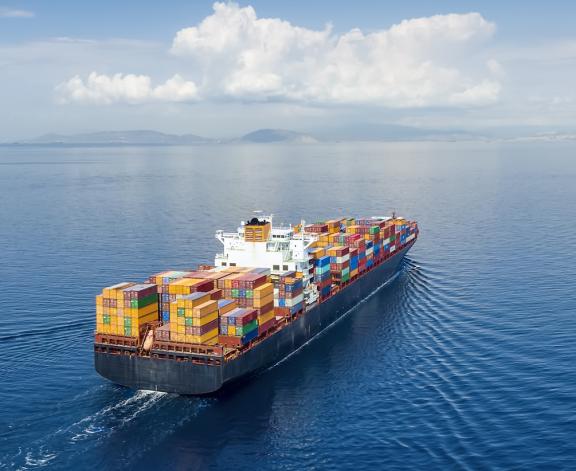 container ship on the sea