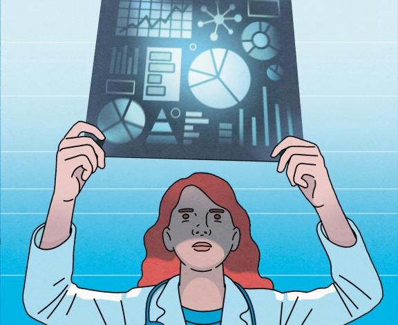 illustration of a person looking at an x-ray