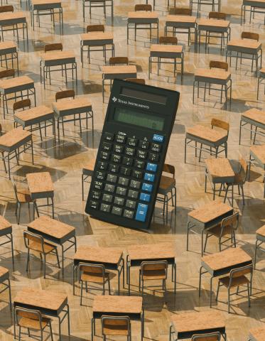 illustration of calculator in a classroom